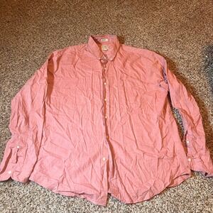 J. Crew Classic Stretch Button‎ Down Shirt Organic Cotton Red Size Large